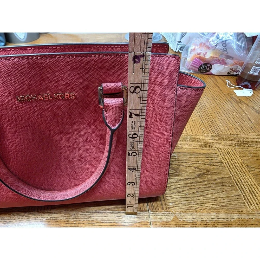 Michael Kors Selma Medium Top Zip Satchel Bag - Coral Peach